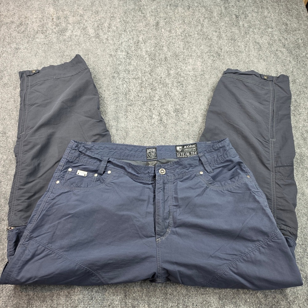 Kuhl Liberator Convertible Stealth Pants Mens 38x30 Navy Blue Hiking Cargo Zip - Picture 2 of 10